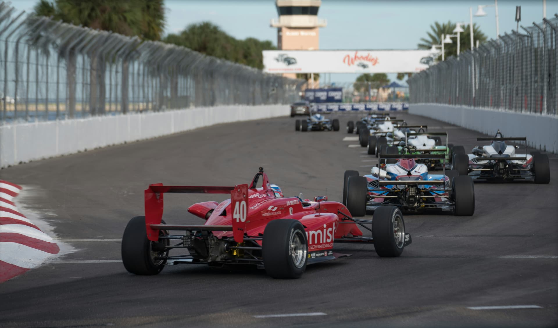 red racing car on track